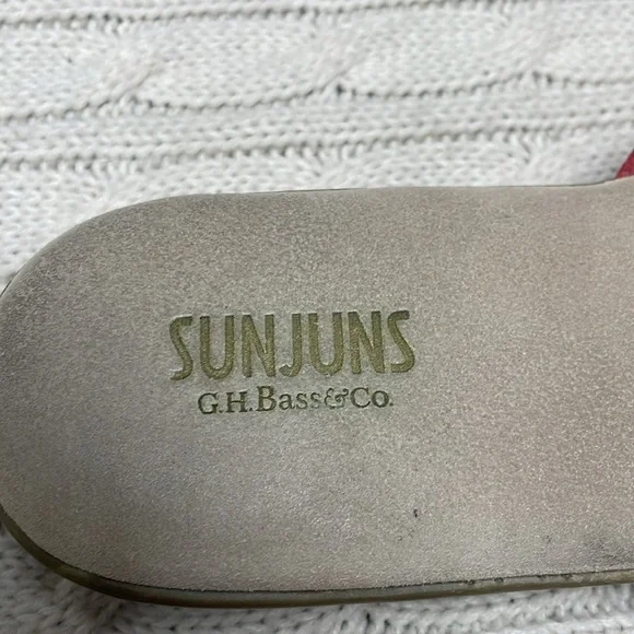 Women’s sz 8.5 red Sunjuns Sharons G. H. Bass & Co leather thong good condition - Picture 6 of 11